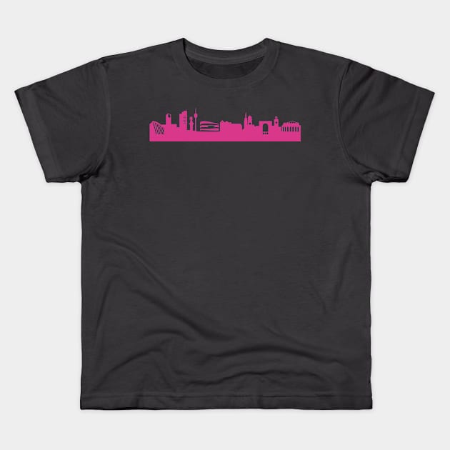 Stuttgart skyline pink Kids T-Shirt by 44spaces